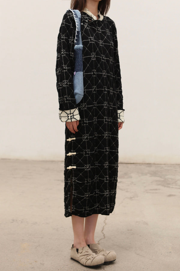 YANYAN KNITS JUNE Cheongsam Dress YYK-YYW23-1421-HEI Black (YYW23-1422)